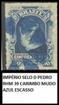 IMPÉRIO SELO D PEDRO RHM 39 CARIMBO MUDO TINTA AZUL- EM ESTADO  DE CONSERVAÇÃO CONFORME A FOTO EXIBIDA !