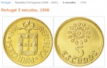 PORTUGAL MOEDA DE 5 ESCUDOS DO ANO 1998- EM ESTADO FLOR DE CUNHO  DE CONSERVAÇÃO !!