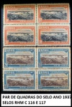 PAR DE QUADRAS DO SELO ANO 1937 RHM C 116 E 117  -   EM ESTADO MINT DE CONSERVAÇÃO CONFORME A FOTO EXIBIDA!!!