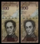 VENEZUELA - PAR DE CEDULAS DE 100 BOLIVARES EM MUITO BOM ESTADO DE CONSERVAÇÃO
