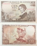 ESPANHA  CEDULA GRANDE DE 100 PESETAS  DO ANO 1965 Gustavo Adolfo Bécquer EM ESTADO FLOR DE ESTAMPA DE CONSERVAÇÃO