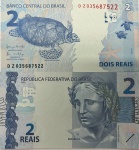 BRASIL CEDULA DE 2 REAIS LETRAS D Z  EM ESTADO FLOR DE ESTAMPA DE CONSERVAÇÃO!