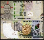 SWAZILAND - SUAZILANDIA   - CEDULA EM ESTADO FLOR DE ESTAMPA DE CONSERVAÇÃO DE 100 EMALAGENI  DO ANO 2017