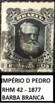 IMPÉRIO - SELO D PEDRO BARBA BRANCA RH 042 DO ANO 1877 - EM EXCELENTE ESTADO DE COSERVAÇÃO B