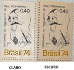 BRASIL PAR DE SELOS COM VARIANTE DE COR ANO 1974 EM ESTADO MINT DE CONSERVAÇÃO