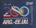 ARGENTINA SELO DO ANO 2023 COM O TEMA RELAÇOES DIPLOMATICAS ARGENTINA E ESTADOS UNIDOS CONFORME A FOTO EXIBIDA