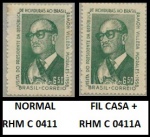 BRASIL PAR DE SELOS SEM CARIMBO EM EXCELENTE ESTADO DE CONSERVAÇÃO RHM C 0411 E 0411A ESCASSO FIL CASA MAIS