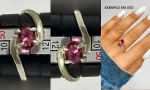 ANEL BÉLISSIMO EM PRATA 950 COM TURMALINA ROSA   EM LAPIDAÇÃO OVAL  INCRÍVEL E  MARAVILHOSO !!