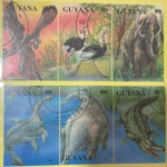GUYANA - SÉRIE GRANDE COM O TEMA FAUNA PRÉ HISTÓRICA  -EM ESTADO MINT DE CONSERVAÇÃO!!!!