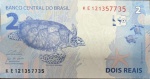 BRASIL CEDULA DE 2 REAIS COM AS LETRAS K E  EM ESTADO FLOR DE ESTAMPA DE CONSERVAÇÃO !!