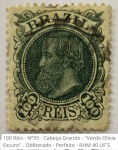 IMPÉRIO D PEDRO 100 Réis - RHM 55 - Cabeça Grande - Verde Olivia Escuro - Obliterado - Perfeito - RHM 40 UF S100 Réis -  -  EM ESTADO DE CONSERVAÇÃO CONFORME A FOTO EXIBIDA