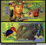 Equatorial Territories Borneo 20 Francs ANO 2014  Polímero Fantasia CEDULA EM ESTADO FLOR DE ESTAMPA DE CONSERVAÇÃO