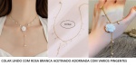 COLAR LINDO COM ROSA BRANCA ACETINADO ADORNADA COM VARIOS PINGENTES  MARAVILHOSA PEÇA