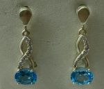 BRINCOS PAR EM PRATA TODA TRABALHADA COM TOPAZIO SKY BLUE   EM LAPIDAÇÃO OVAL  MULTIFACETADOS -LAPIDAÇÃO E COR INCRIVEL