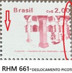 BRASIL SELO RHM 661 COM ACENTUADO DESLOCAQMENTO DE PICOTE PARA A DIREITA   EM ESTADO MINT DE CONSERVAÇÃO