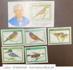 CUBA BLOCO MAIS  SÉRIE COM 5 SELOS COM O TEMA FAUNA CATALOGO  4004- 08 - Estimativa R$30,00 - EM ESTADO MINT - ESTADO DE CONSERVAÇÃO CONFORME A FOTO EXIBIDA
