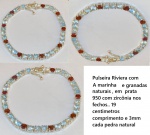 Pulseira Riviera com aguas marinhas  e granadas vermelhas  pedras  naturais , em  prata 950 com zircônia nos fechos.. 19 centimetros comprimento e 3mm cada pedra natural