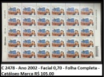 BRASIL - FOLHA COMPLETA DO ANO 2002 RHM C 2478 V CAT  R$ 105 - FOLHA EM ESTADO MINT DE CONSERVAÇÃO