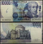 ITALIA  ESCASSA - CEDULA DE 10000 LIRAS  EM  ESTADO SOBERBO DE CONSERVAÇÃO  CONFORME FOTO EXIBIDA  DO ANO 1984