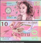 Poneet Islands 10 Kasutu AN 2015 Polímero Fantasia CEDULA EM ESTADO FLOR DE ESTAMPA DE CONSERVAÇÃO