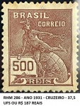 RHM 286 - ANO 1931 - CRUZEIRO - 37,5 UFS OU R$ 187 REAIS  EM ESTADO MINT DE CONSERVAÇÃO