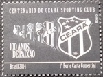 BRASIL SELO DO ANO 2014 HOMENAGEM AOS 100 ANOS DO CEARA F C  -  EM ESTADO MINT DE CONSERVAÇÃO