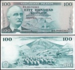 ISLANDIA  CEDULA DE  100 KRONUR  DO ANO 1961- EM ESTADO FLOR DE ESTAMPA