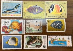 MANAMA  LOTE DE SELOS COM O TEMA FAUNA PEIXES  EM ESTADO MINT DE CONSERVAÇÃO