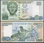 CHIPRE CEDULA DE 10 POUNDS DO ANO  2005 EM ESTADO FLOR DE ESTAMPA DE CONSERVAÇÃO