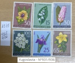 YUGOSLAVIA   SÉRIE DE SELOS COM O TEMA FLORA      - Nº 931-936 -  EM ESTADO MINT DE CONSERVAÇÃO
