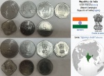INDIA SUPER SET COM 7 MOEDAS  - EM ESTADO FLOR DE CUNHO DE CONSERVAÇÃO !!