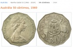 AUSTRALIA MOEDÃO DE 50 CENTIMOS  DO ANO 1969 - EM ESTADO FLOR DE CUNHO  DE CONSERVAÇÃO !