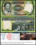 SWAZILAND OU SUAZILANDIA CEDULA DE 5 EMALANGENI DO PERIODO DE  1982 1986 - EM ESTADO FLOR DE ESTAMPA DE CONSERVAÇÃO