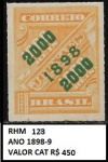 RHM 123  MUITO ESCASSO - SELO JORNAL DO ANO 1898 A 9 MARCA R$ 450  REAIS DE CAT - SELO EM EXCELENTE ESTADO DE CONSERVAÇÃO