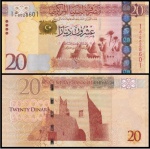 LIBIA CEDULA ESCASSA DE 20 DINAR  DO ANO 2012  ESTADO FLOR DE ESTAMPA DE CONSERVAÇÃO