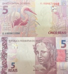 BRASIL CEDULA DE 5 REAIS LETRAS G J CAT C 345 A DO ANO 2019 EM ESTADO FLOR DE ESTAMPA DE CONSERVAÇÃO!!!!!