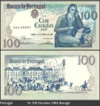 PORTUGAL CEDULA DO ANO 1985 BOCAGE DE 100 ESCUDOS EM ESTADO FLOR DE ESTAMPA DE CONSERVAÇÃO