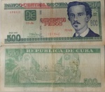 CUBA - CEDULA ESCASSA DE 500 PESOS DO ANO 2021 VALOR ESTIMADO R$ 160 REAIS - ESTADO DE CONSERVAÇÃO CONFORME A FOTO EXIBIDA