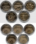Argentina - 2010 - Lote com 5 Moedas de 1 Peso - Comemorativas Bicentenário - EM ESTADO FLOR DE CUNHO DE CONSERVAÇÃO   !!!