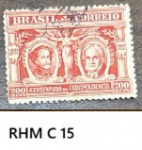 BRASIL PRIMEIROS SELOS COMEMORATIVOS DO BRASIL COM CARIMBO DA ÉPOCA RHM C 15 !!!!