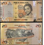 SIERRA LEONE OU SERRA LEOA - CEDULA DE 20 LEONES DO ANO 2022 EM ESTADO FLOR DE ESTAMPA DE CONSERVAÇÃO