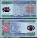 MAURITÂNIA - CEDULA EM POLIMERO DO ANO 2014 DE 1.000 Ouguyia EM ESTADO FLOR DE ESTAMPA DE CONSERVAÇÃO