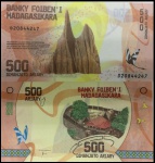 MADAGASCAR - CEDULA EM ESTADO FLOR DE ESTAMPA DE CONSERVAÇÃO DE 500 ARIARY