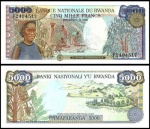 Rwanda Ruanda - CEDULA EM ESTADO FLOR DE ESTAMPA DE CONSERVAÇÃO DE 5.000 Francs  DO PERIODO 1988-1989