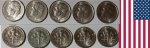 ESTADOS UNIDOS 5 MOEDAS DE ONE DIME EM ESTADO FLOR DE CUNHO !