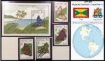 GRENADA - SÉRIE 1 BLOCO E SELOS TEMA FAUNA BORBOLETAS - SÉRIE EM ESTADO MINT DE CONSERVAÇÃO