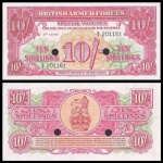 GREAT BRITAIN - INGLATERRA - CEDULA MILITAR DE 10 SHILLINGS  DO ANO 1956 - EM ESTADO FLOR DE ESTAMPA  DE CONSERVAÇÃO