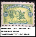 RARO SELO RHM C 002 DO ANO 1900 VALOR DE CAT   R$ 100 -  EM BÉLISSIMO ESTADO DE CONSERVAÇÃO