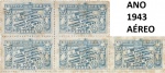 BRASIL QUADRA E SELO ESCASSO DO ANO 1943 AÉREO NUNCA CIRCULADO  EM ESTADO  DE CONSERVAÇÃO CONFORME A FOTO EXIBIDA TEM PONTOS DE FERRUGEM