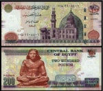 EGITO - CEDULA MUITO ESCASSA EM ESTADO FLOR DE ESTAMPA DE CONSERVAÇÃO DE  200 POUNDS  DO ANO 2013